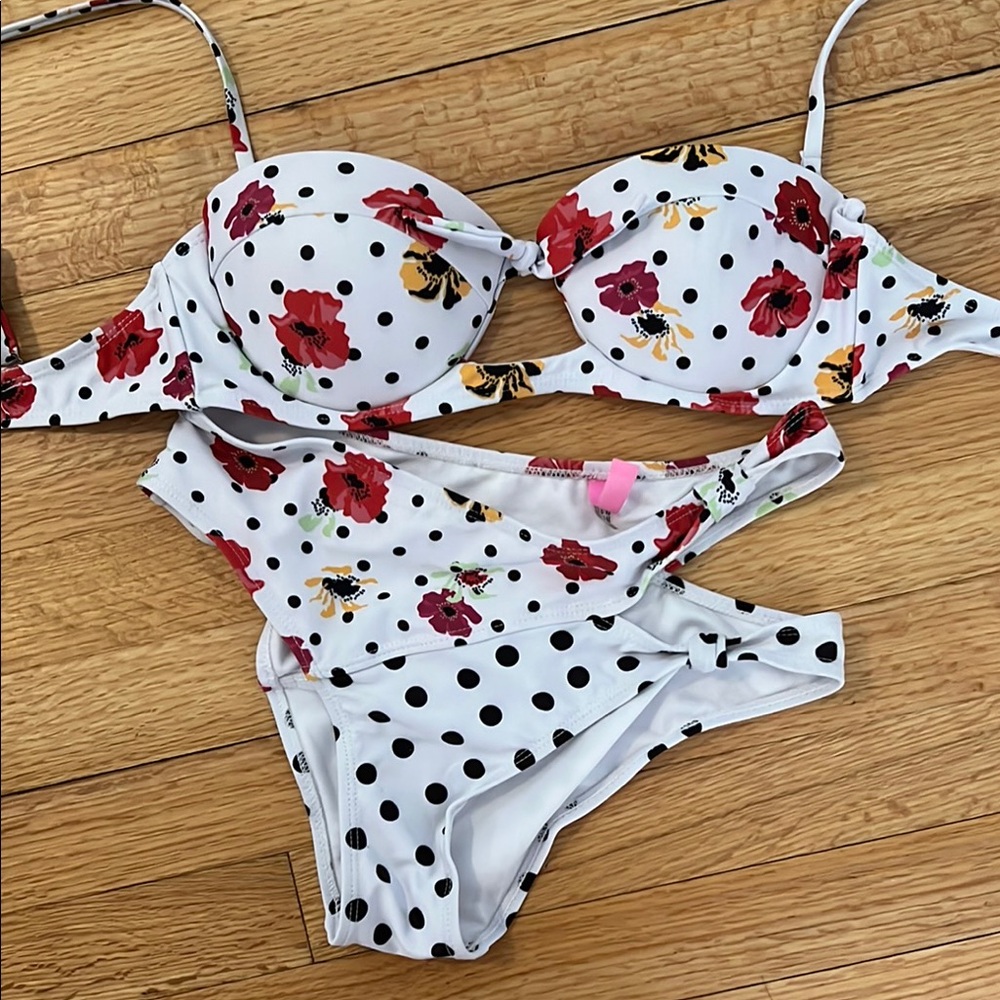 Floral Polka Dot Bikini Set